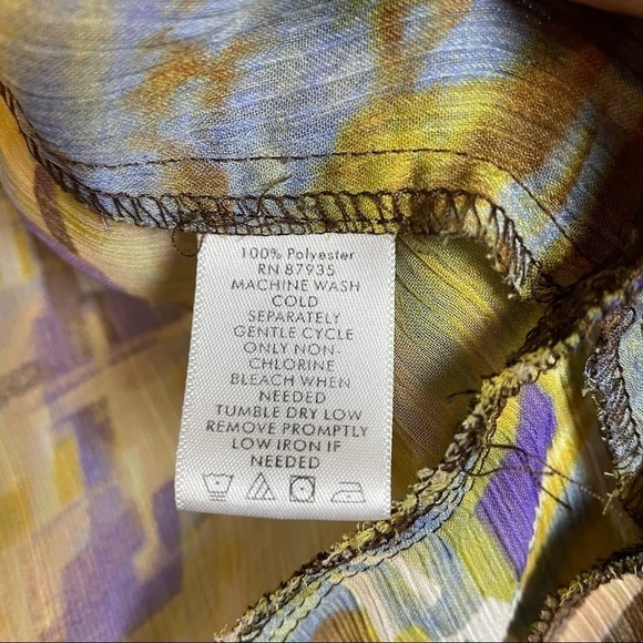 Simonton Says Watercolor Design Sheer Open Front Single Tie Front Cardigan - Picture 7 of 9